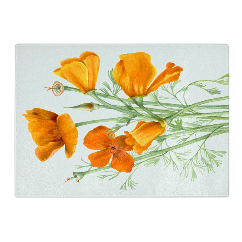 California Poppy by Mary Vaux Walcott Chopping Board, 0.4cm H x 20cm W x 28.5cm L