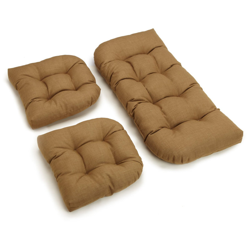 Weather-Resistant Reversible Indoor/Outdoor Seat Cushion Set , Wheat, 4.5''