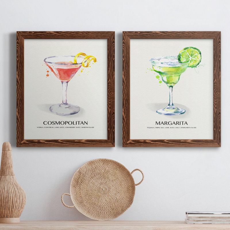 Cosmopolitan - Cadre photo 2 pièces, publicités sur toile, H 37,5 po x l 27,5 po x P 1 po, Cadre en érable