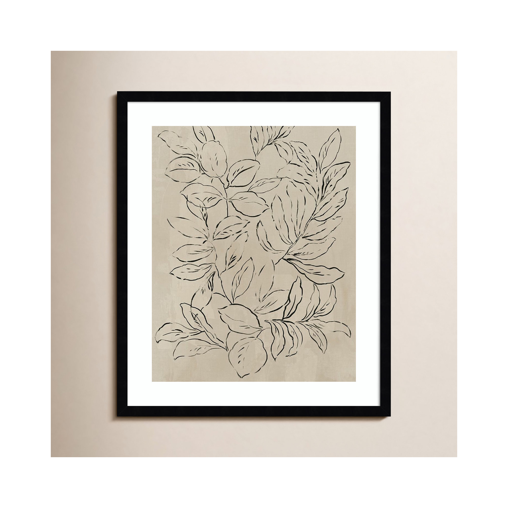 Outlined Leaves II by Asia Jensen, 25.25" H x 21.25" W, Black