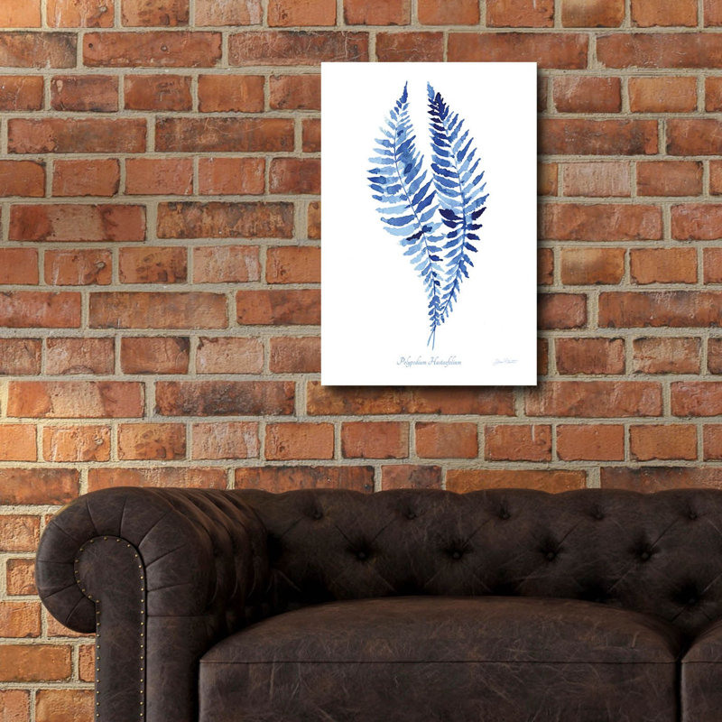 «Indigo Botanical 4» par Jean Plout, art mural en verre acrylique, H 24 po x l 16 po x P 0,2 po