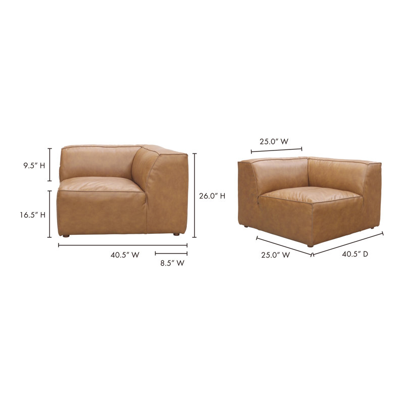 Form Corner Chair Espersso Brown, Tan Top Grain Leather