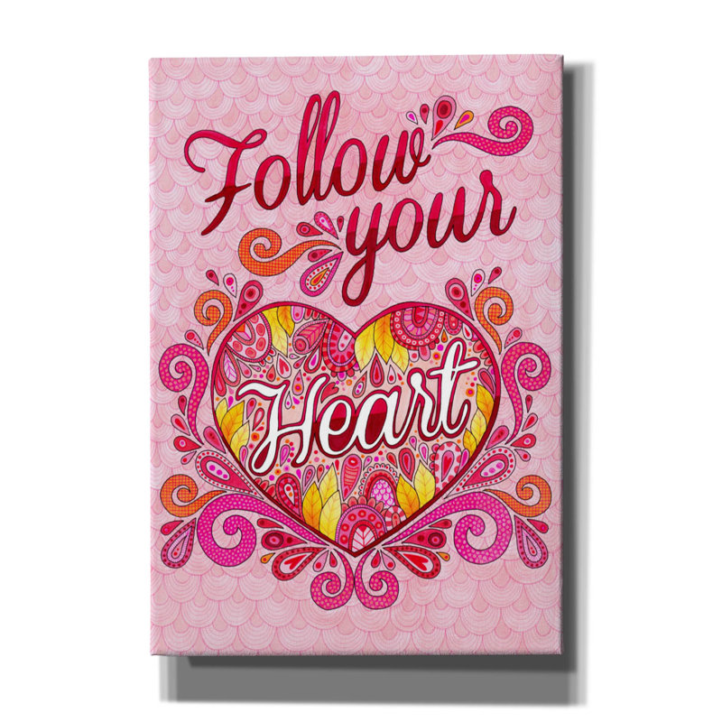 «Follow Your Heart» par Hello Angel, art mural sur toile, H 26 po x l 18 po x P 0,75 po
