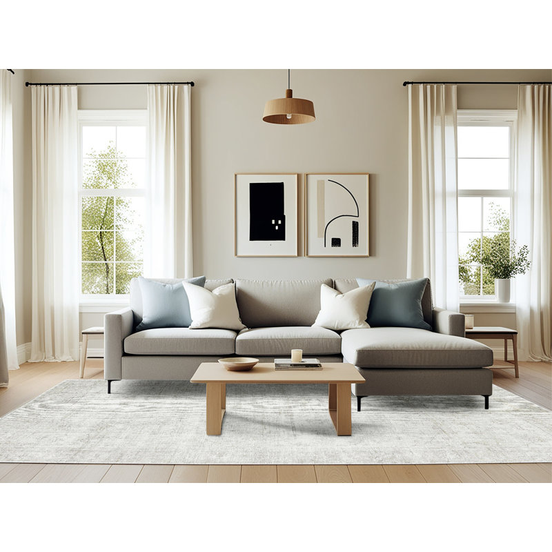 Tapis oriental en laine beige, Rectangle 6 pi x 9 pi