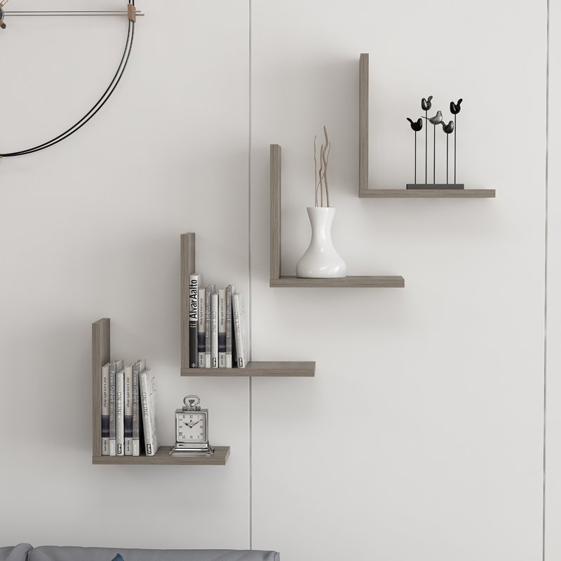 Blalock 4 Piece Floating Shelf, Dark Brown