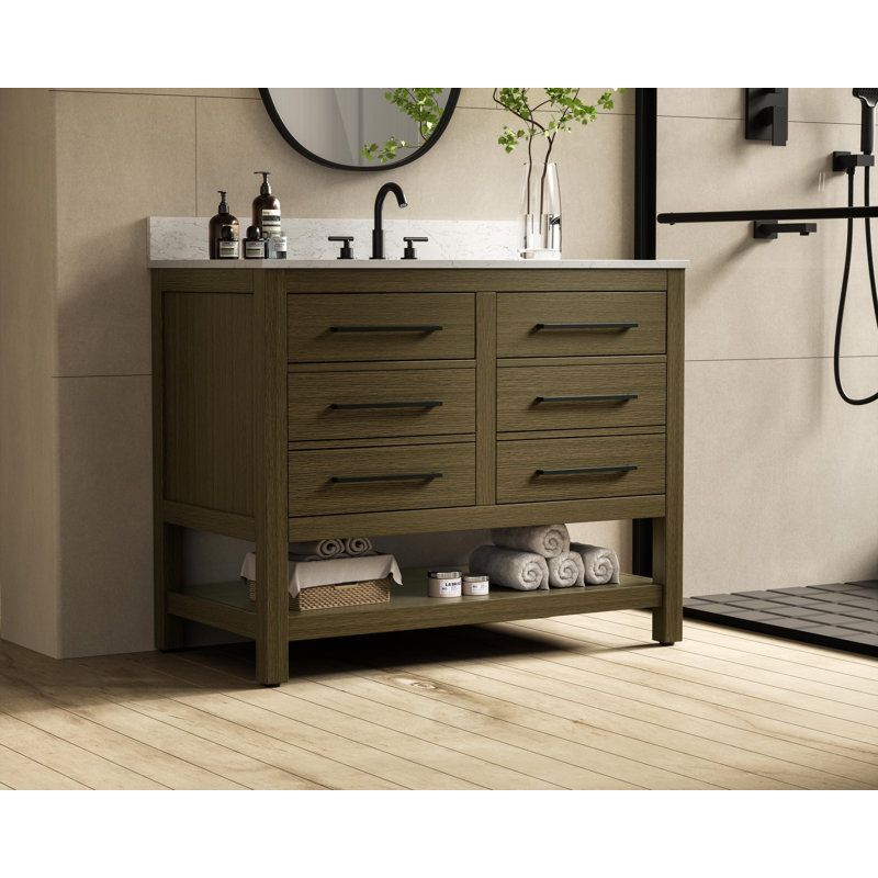 Meuble-lavabo simple 42 po_Moderne_VF60542-BS, Brun châtaigne