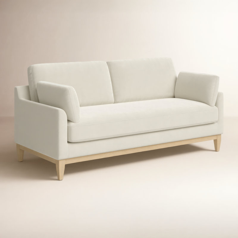 Canapé rembourré 75,5 po Pera, Velours beige français