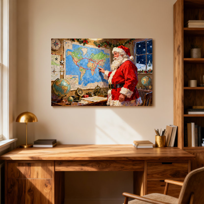 Christmas Santa Claus Map Christmas Night Globe