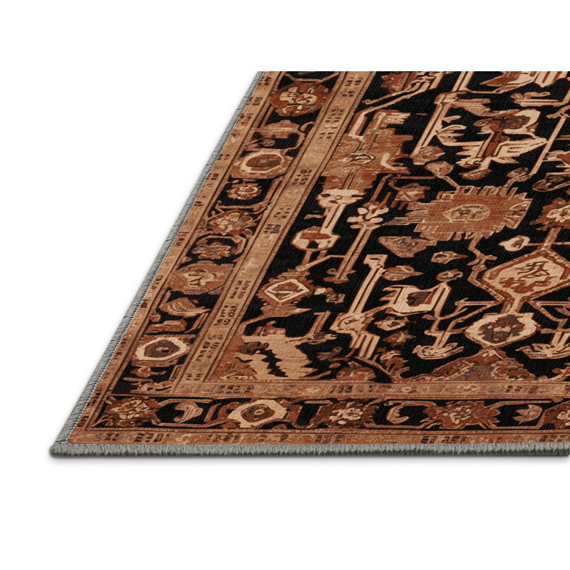 Tapis brun turc lavable à la machine, Rectangulaire 2 pi x 3 pi
