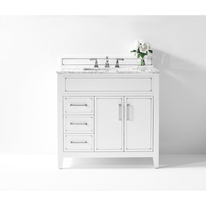 Ensemble de meuble-lavabo simple 36 po Aspen, Chrome chrome, Blanc