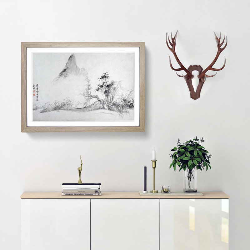 Landscape Vol.5 by Yun Shouping - Picture Frame Drawing Print, 36cm H x 48cm W x 2cm D, Oak Framed