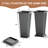 Set of 2 Tall Outdoor Planters, 24" with Drainage & Saucer, Grey-1060792883
