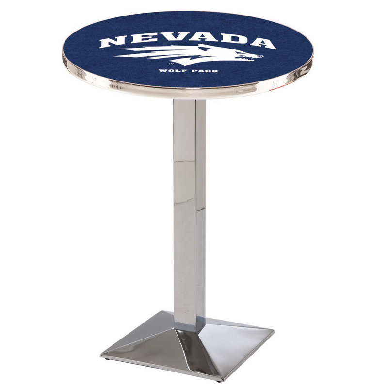 Round Metal Base Dining Table, Chrome, University of Nevada