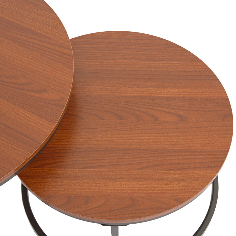 2 tables basses gigognes Emmaline, Dessus à rayures rétro / base noire, Bois