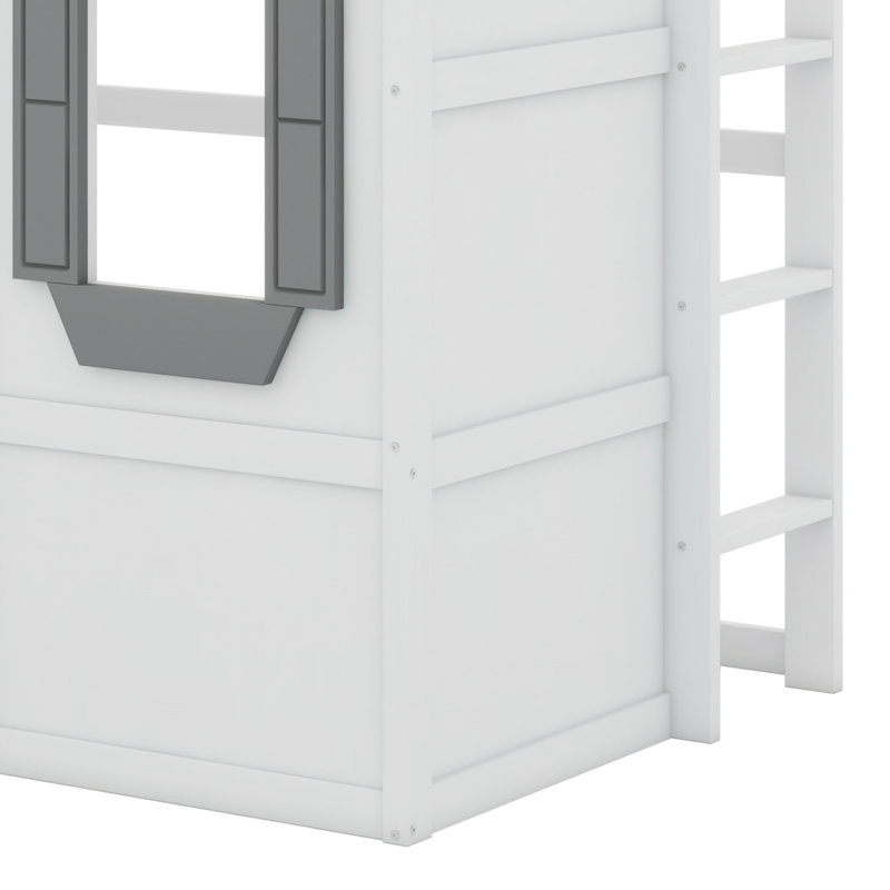 Lit mezzanine avec échelle House, Blanc / Gris