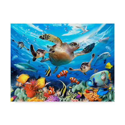 Art mural sur toile tendue - "Grande tortue" par Howard Robinson pour décoration de salon, de chambre à coucher ou de bureau - 24 x 32