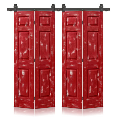 Paneled MDF Composite Double Bifold Barn Doors with Installation Hardware Kit