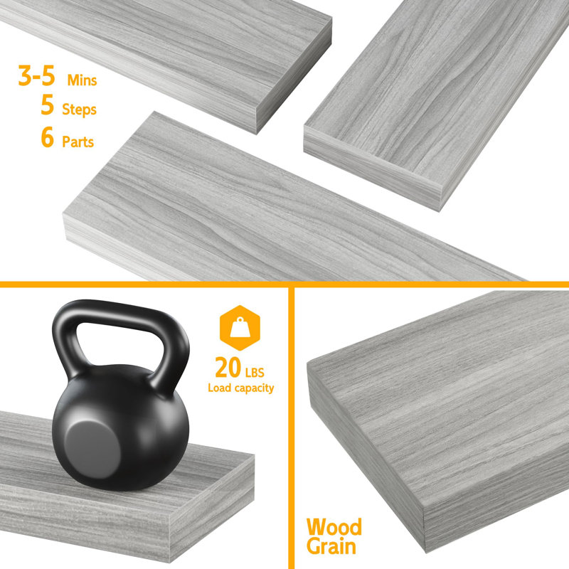 Hajrudin Floating Shelf, Walnut Gray
