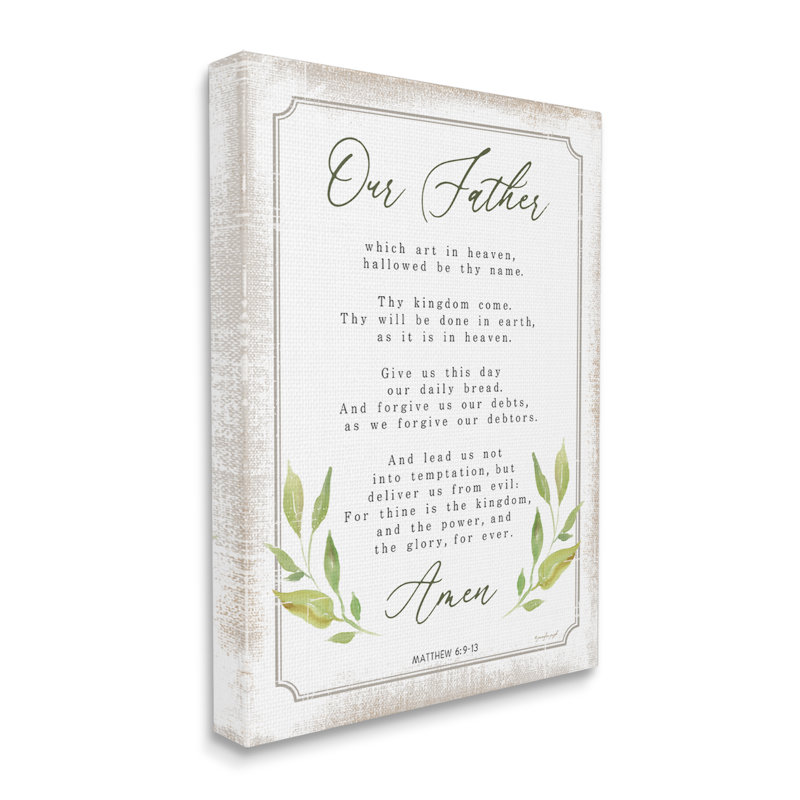 «Our Father Spiritual Proverb», impression sur toile, H 48 po x l 36 po x P 1,5 po