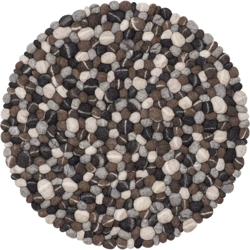 Geometric Wool Hand Woven Area Rug, Round 50cm