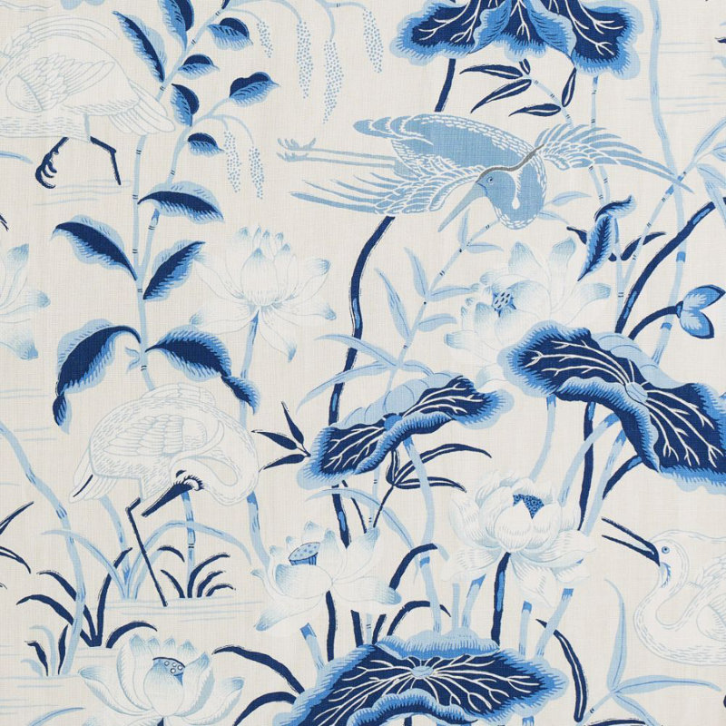 Lotus Garden Fabric, Porcelain