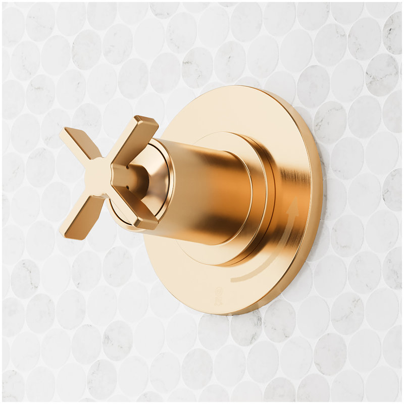 Vassor Thermostatic Shower System With Slide Bar and Hand Shower - Brushed Gold, Brushed Gold