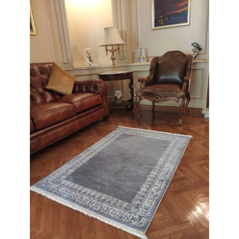 Tapis en coton avec envers antidérapant Lanney, Rectangle 5 pi 3 po x 14 pi 9 po