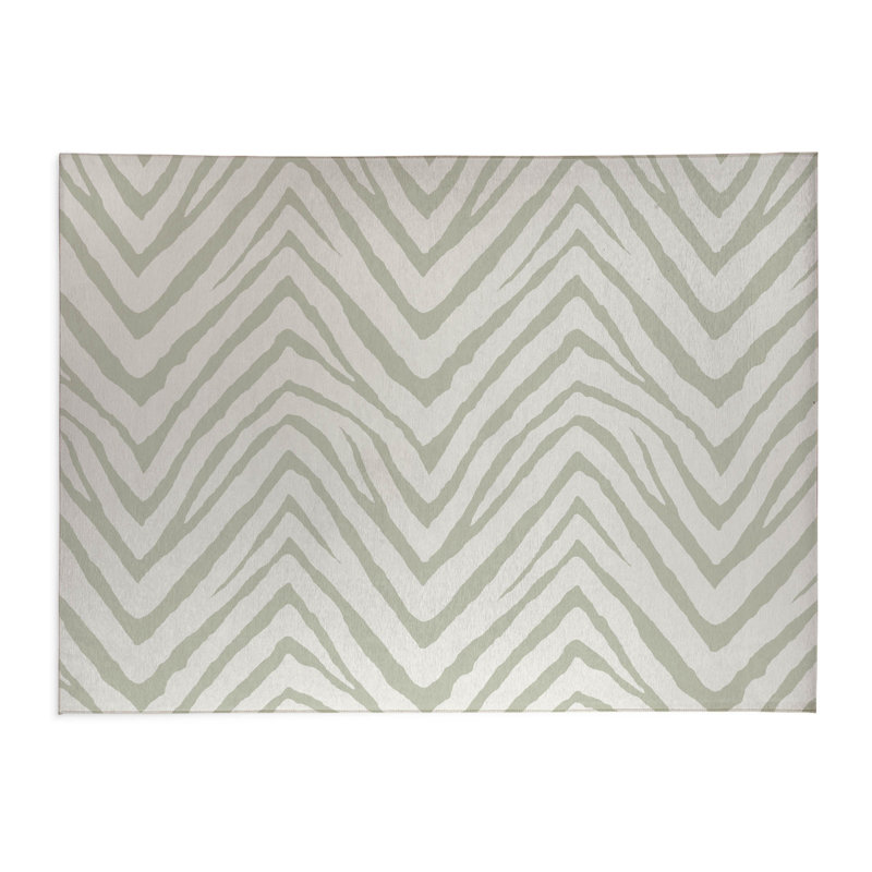 Zebra Stripe Chimi Indoor Doormat, 36" W x 60" L, Light Green