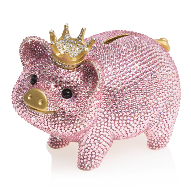 Gatsby Pave Piggy Bank with Crown