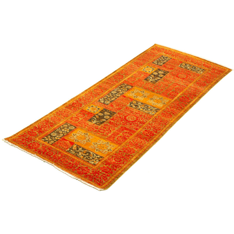 Tapis de couloir unique en laine noué à la main nouvel âge Lahore Fin 4 pi 1 po x 9 pi 11 po Carsin