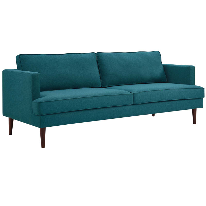 Agile Upholstered Fabric Sofa, Teal Plainweave