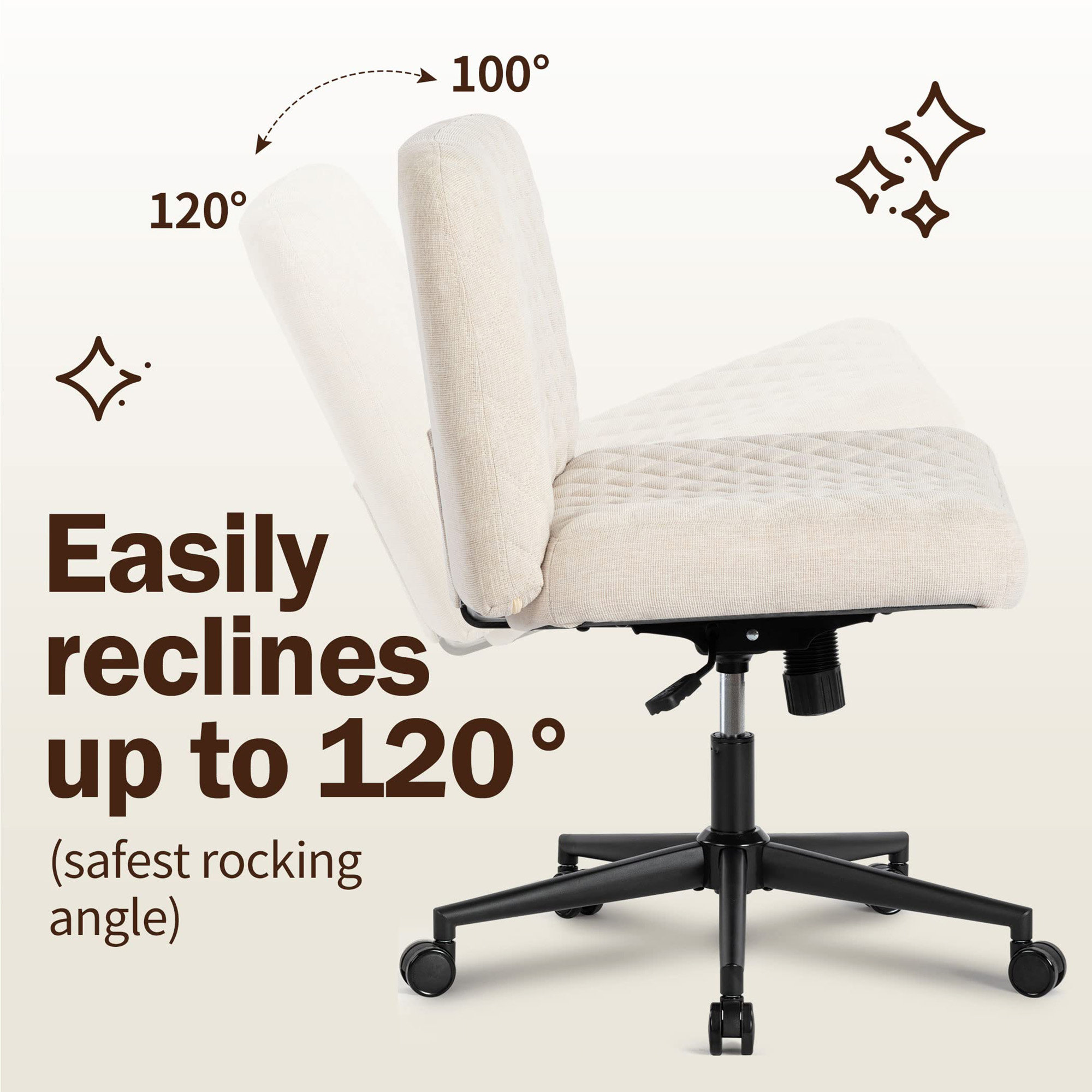 Ebern Designs Armless Fabric Office Desk Chair,Modern Home Office Chair ...