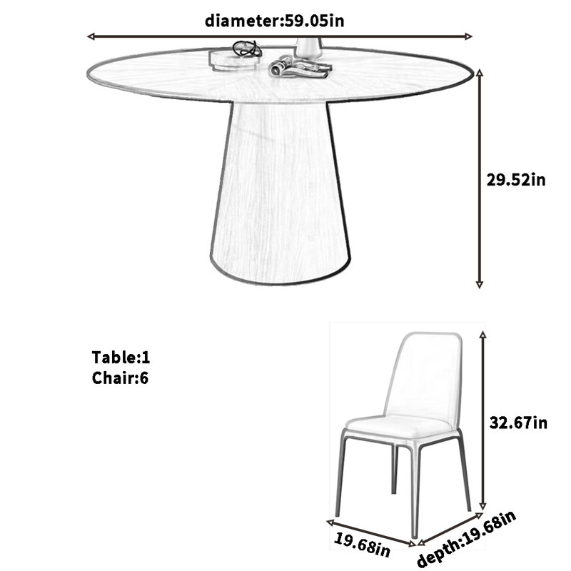French retro round table chair combination