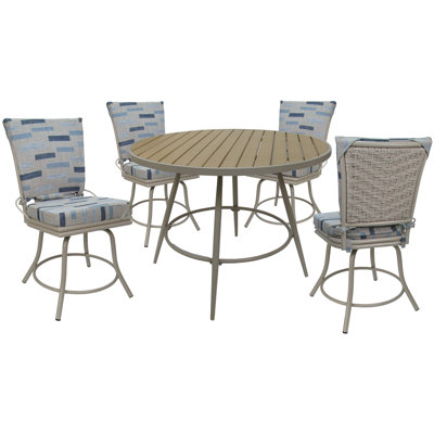 Block Weave Blue Beige