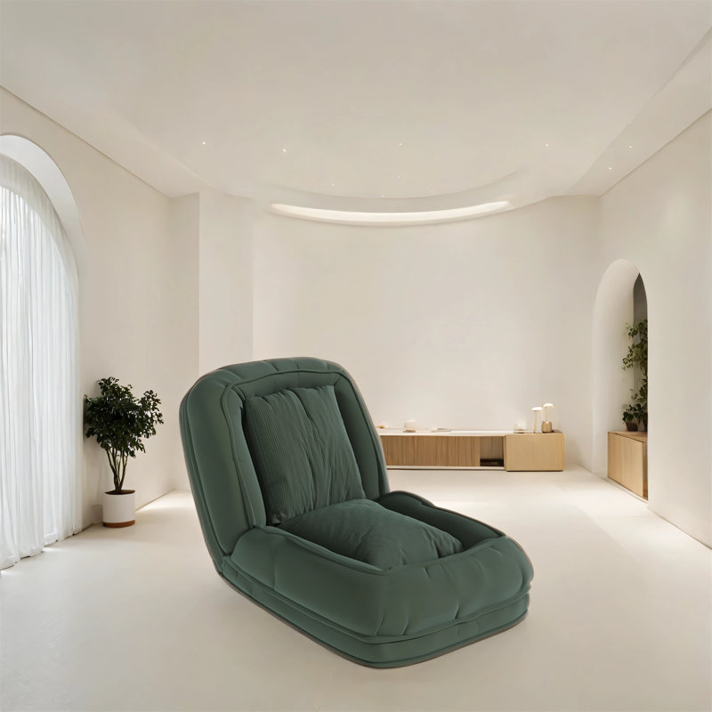Le canapé-lit pliant comprend 2 coussins moelleux., Velours côtelé vert