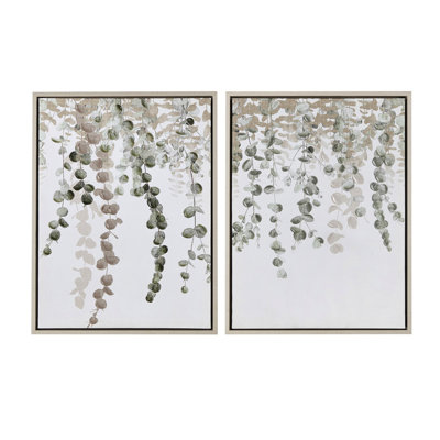 2 impressions d'eucalyptus - ajoute un intérêt visuel aux murs, la décoration murale pour la chambre à coucher crée un espace calme