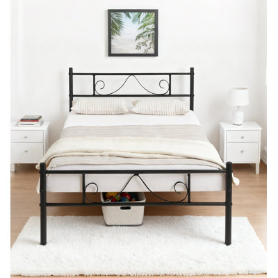 Metal Bed Frame with Beard Design Headboard