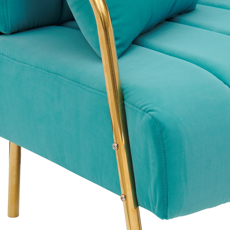 Karmela Velvet Upholstered Bench, Aquamarine