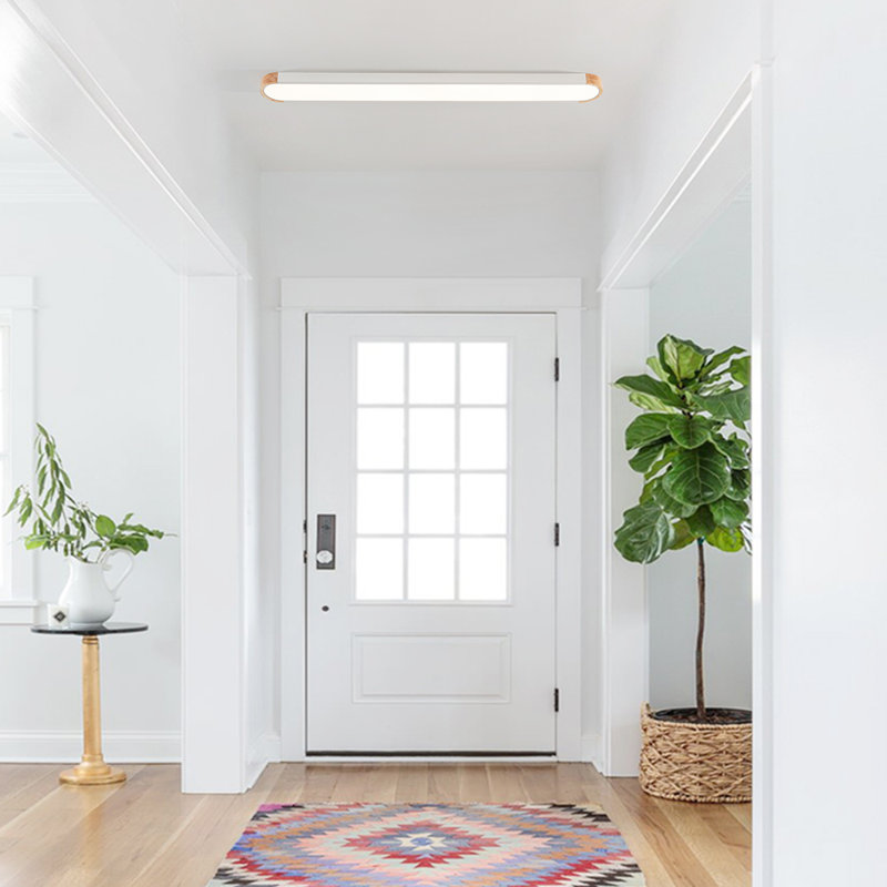 Warrin Nouria 1 - Light 48'' Extra Long Simple Rectangle Led Flush Mount, White/Natural, 6000K