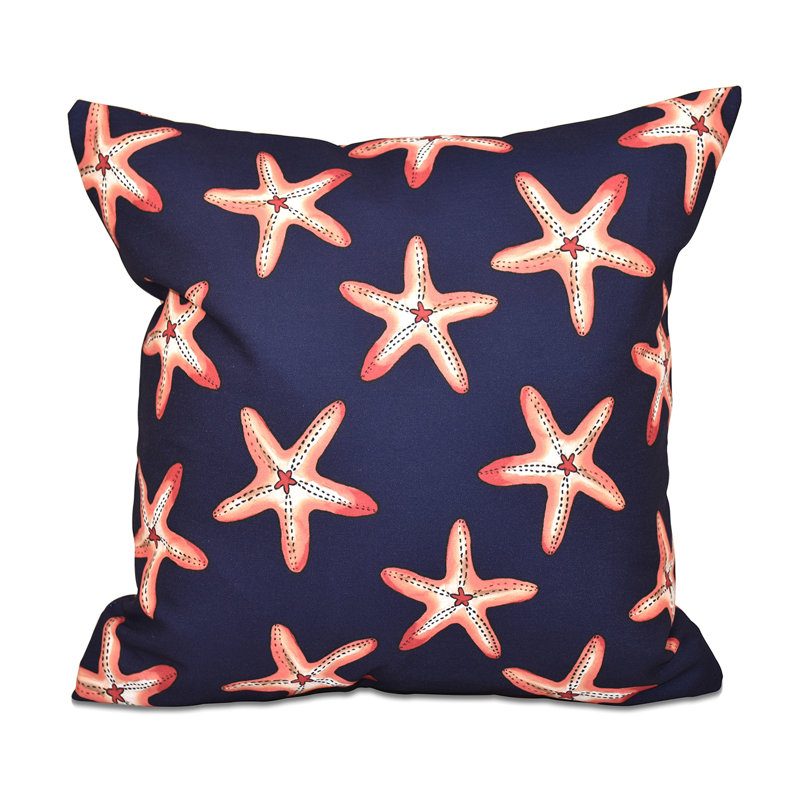 Housse et insert de coussin de plage, H 16 po x l 16 po, Bleu marine / Corail