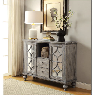 Charming Console Table With Open Compartment And Ornamental Design For Stylish Spaces