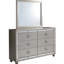 Vaisselier argent CHLOE GEMSTONE avec accents de miroir et tiroirs spacieux, parfait pour les solutions de rangement élégantes.