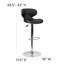 Tabouret de bar contemporain confortable en vinyle à hauteur réglable et dossier mi-haut avec base chromée Claudine-16397133