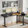 Meachie 63" Adjustable L Shaped Computer Standing Desk with 3 Drawers & Power Outlets & LED Lights