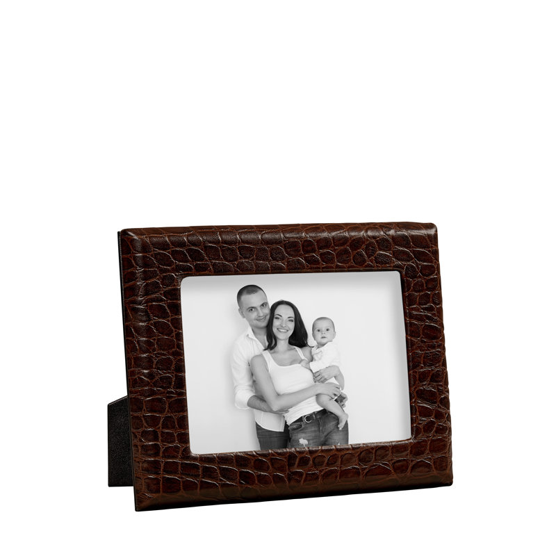 Leather Picture Frame, 5" W x 7" H, Brown Croc