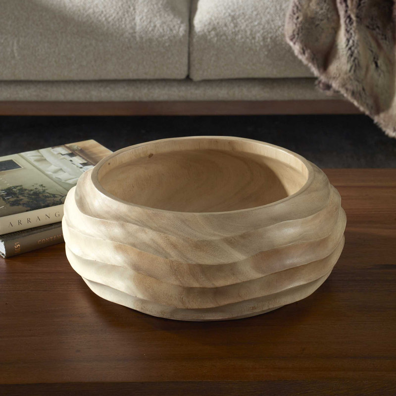 Uttermost Waveform Bleached Wood Bowl