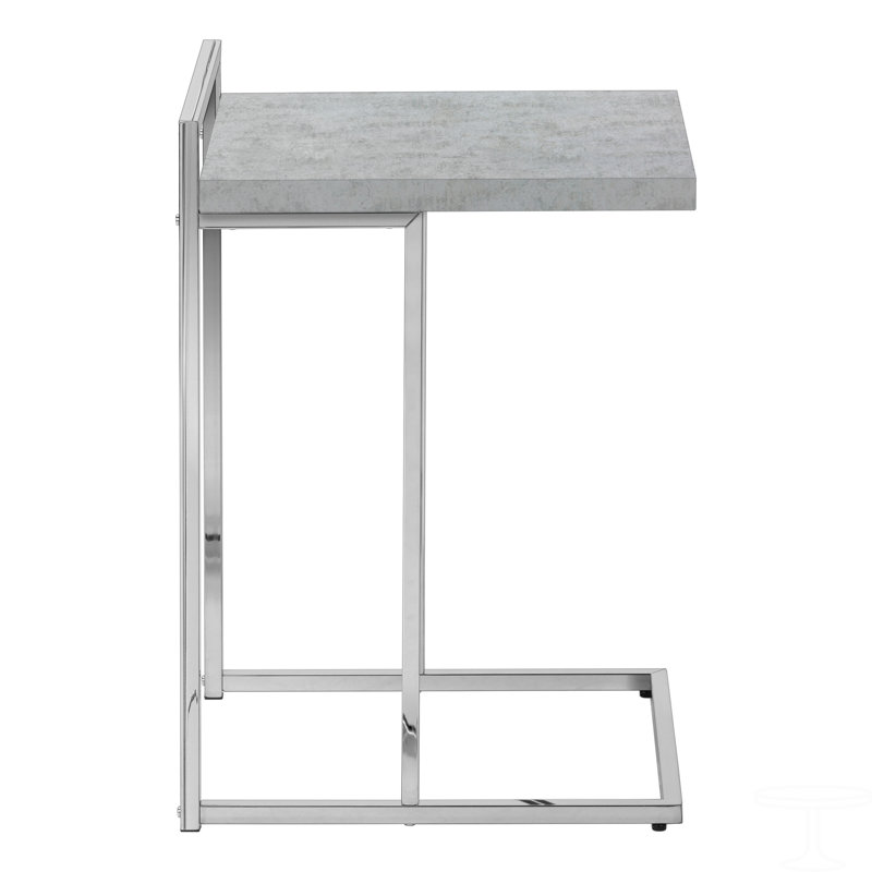 Table d'appoint, en forme de C, bout, côté, collation, stratifié, métal chromé, contemporain, moderne, Argent argent
