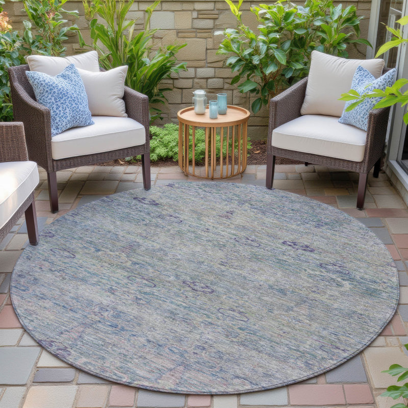 Tapis intérieur / extérieur lavable à la machine Xhevrie, Rond 8 pi