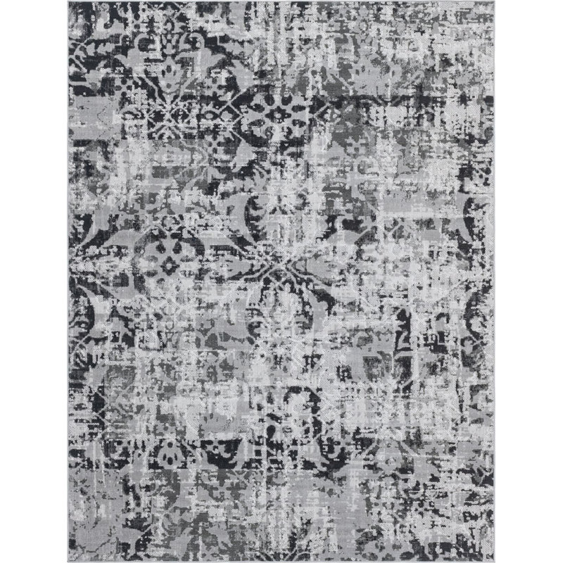  Floral Gray Area Rug, Rectangle 9' x 12'