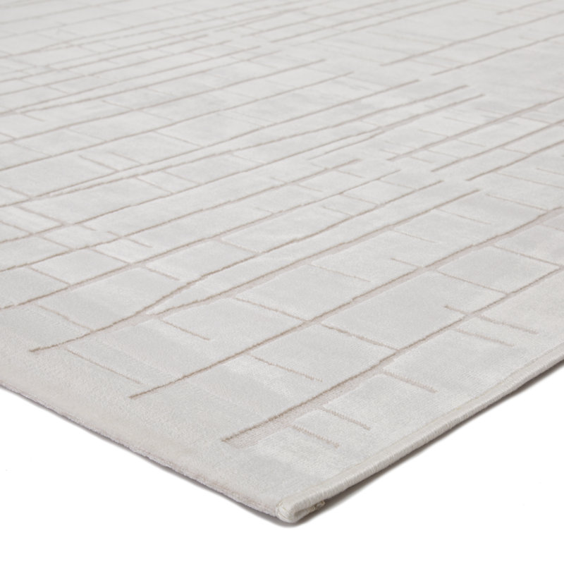 Tapis blanc à motif géométrique Geist, Rectangle 5 pi x 7 pi 6 po